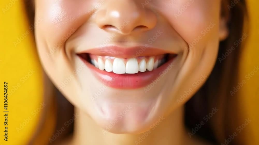 Perfect white teeth win a smiling womans mouth Perfect white teeth win a smiling womans mouth
