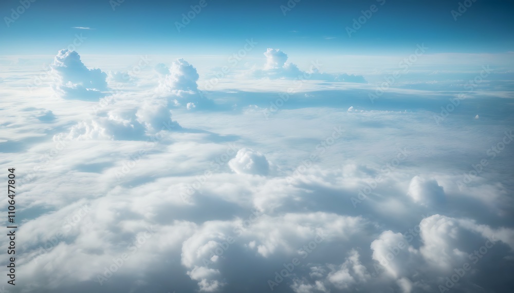 Fototapeta premium Expansive view from above the clouds, pure sky blending with dreamy cloud formations.