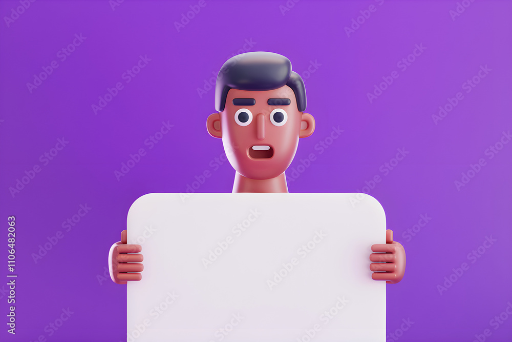 A man is holding a white sign in his hand A man is holding a white sign in his hand