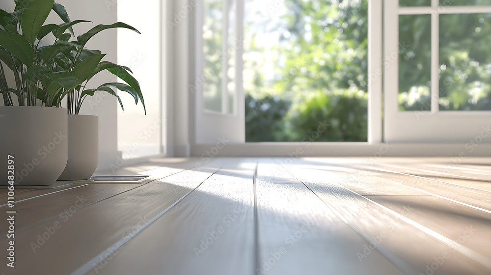 Fototapeta premium Illustration depicting a underfloor heating system installed beneath a wooden floor, rendered in 3D