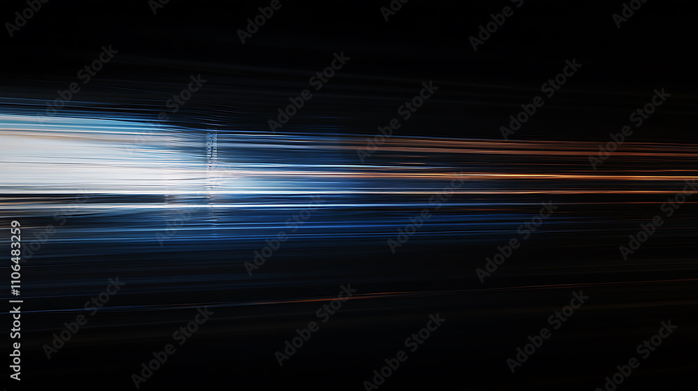 A digitally generated image showcasing fast-moving blue light and stripes against a black background A digitally generated image showcasing fast-moving blue light and stripes against a black background