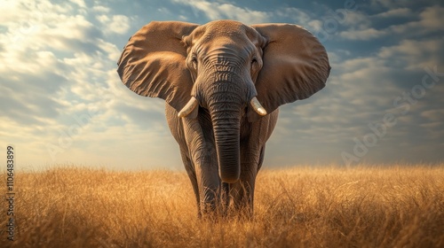 African Elephant in the Grassland