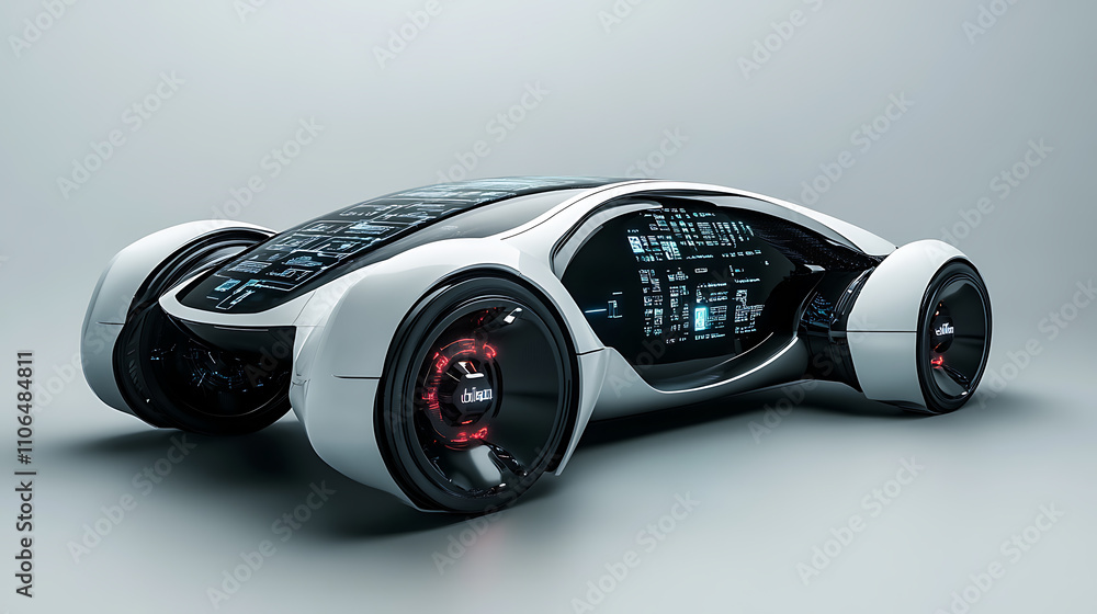A futuristic vehicle integrated with a Graphical User Interface (GUI), representing an intelligent, connected car in the Internet of Things era, Heads-Up Display (HUD) for enhanced user interaction A futuristic vehicle integrated with a Graphical User Interface (GUI), representing an intelligent, connected car in the Internet of Things era, Heads-Up Display (HUD) for enhanced user interaction