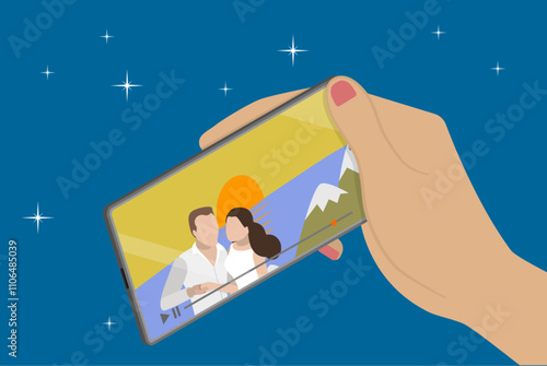 3D Isometric Flat Vector Illustration of Movie Online, Weekend Relaxation, Modern Lifestyle