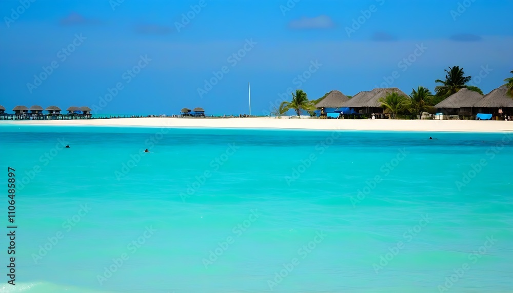 Fototapeta premium Tropical beach resort, enjoy the clear blue water and scenic sandshore