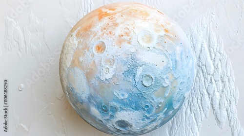 Hand-painted planet model on textured background.