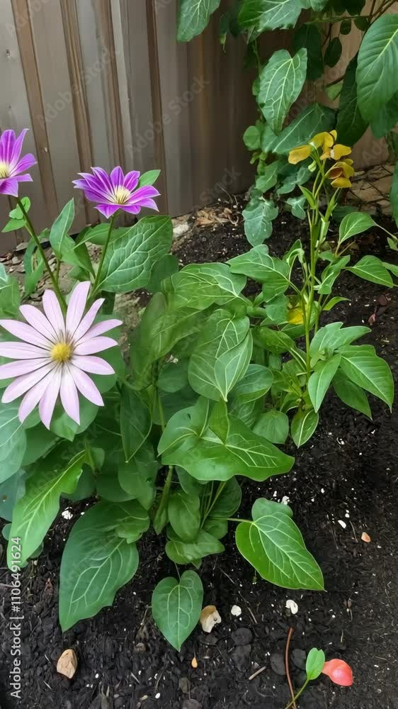 Colorful flowers blooming in a vibrant garden area during springtime Colorful flowers blooming in a vibrant garden area during springtime