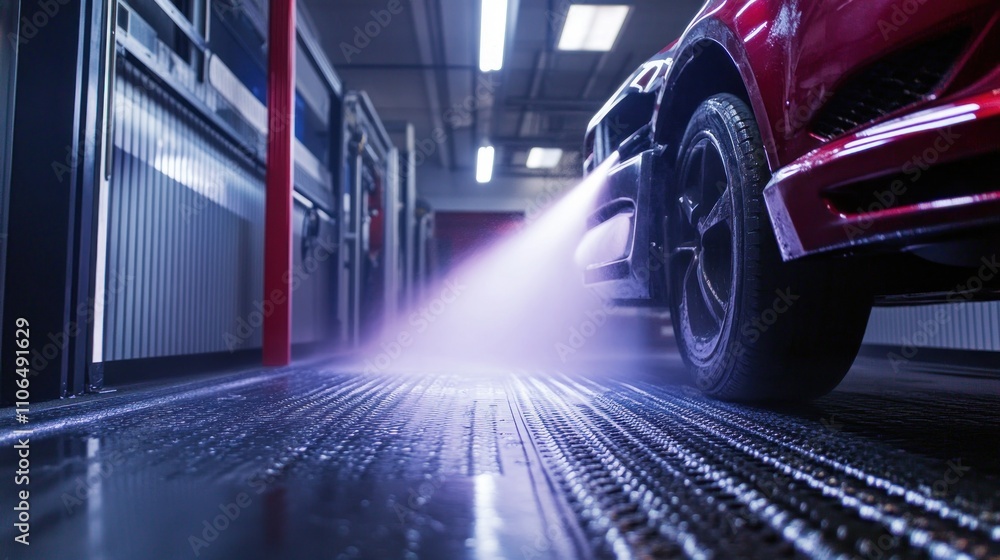Car Being Washed in an Automated Car Wash Car Being Washed in an Automated Car Wash