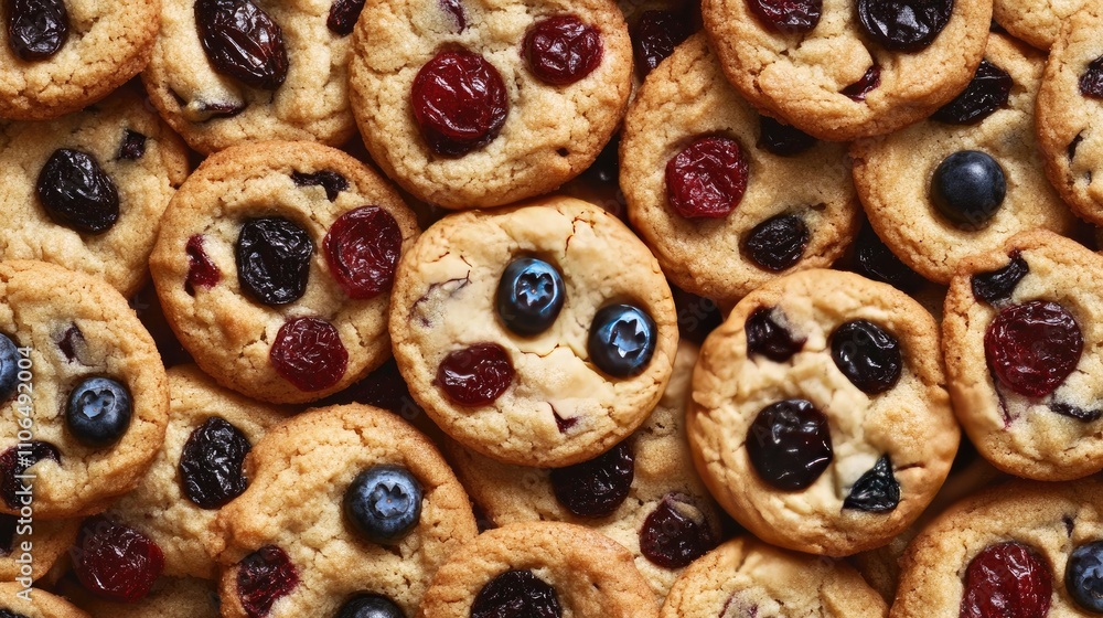 Freshly Baked Cookies With Blueberries And Dried Cherries Freshly Baked Cookies With Blueberries And Dried Cherries