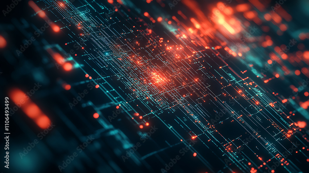 An abstract depiction of artificial intelligence is presented against a technological web background, illustrating the virtual concept An abstract depiction of artificial intelligence is presented against a technological web background, illustrating the virtual concept