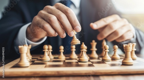 Wallpaper Mural Strategic chess match office setting game play professional environment close-up view focus on tactics Torontodigital.ca