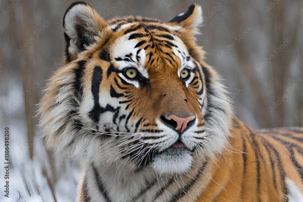 A stunning portrait of an Amur Tiger, one of the rarest and most endangered big cats in the world A stunning portrait of an Amur Tiger, one of the rarest and most endangered big cats in the world