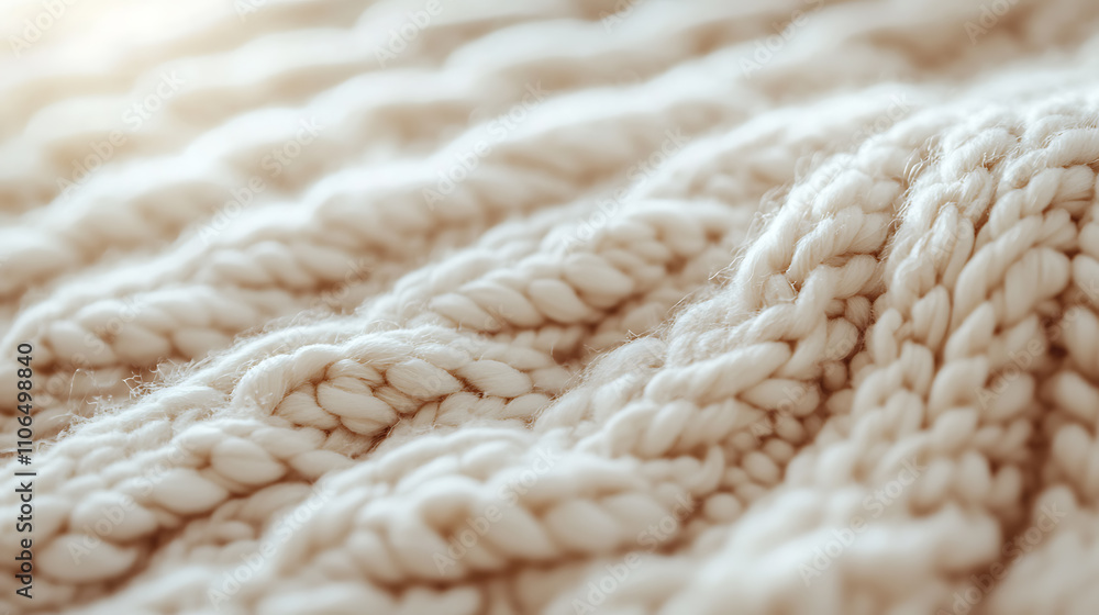 White knitted carpet closeup, Textile texture off white background, Detailed warm yarn background, Knit cashmere beige wool, Natural woolen fabric, sweater fragment White knitted carpet closeup, Textile texture off white background, Detailed warm yarn background, Knit cashmere beige wool, Natural woolen fabric, sweater fragment