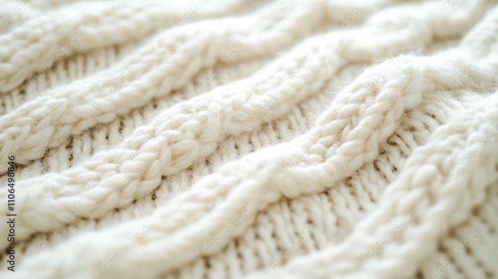 White knitted carpet closeup, Textile texture off white background, Detailed warm yarn background, Knit cashmere beige wool, Natural woolen fabric, sweater fragment White knitted carpet closeup, Textile texture off white background, Detailed warm yarn background, Knit cashmere beige wool, Natural woolen fabric, sweater fragment