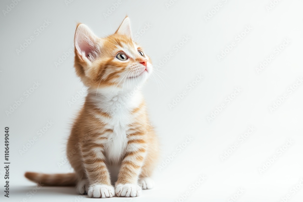 Obraz premium Adorable orange tabby kitten looking up 