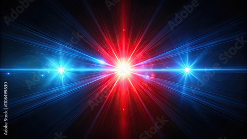 Real red and blue optical lens flare on black background, optical, lens flare, red, blue, vivid, vibrant, colorful, glowing