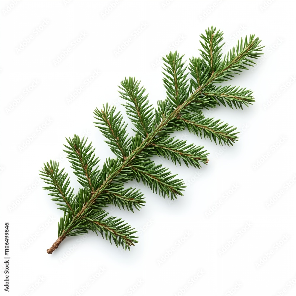 A thin green branch of a tree with a few leaves. The branch is long and thin, and it is the only part of the tree visible