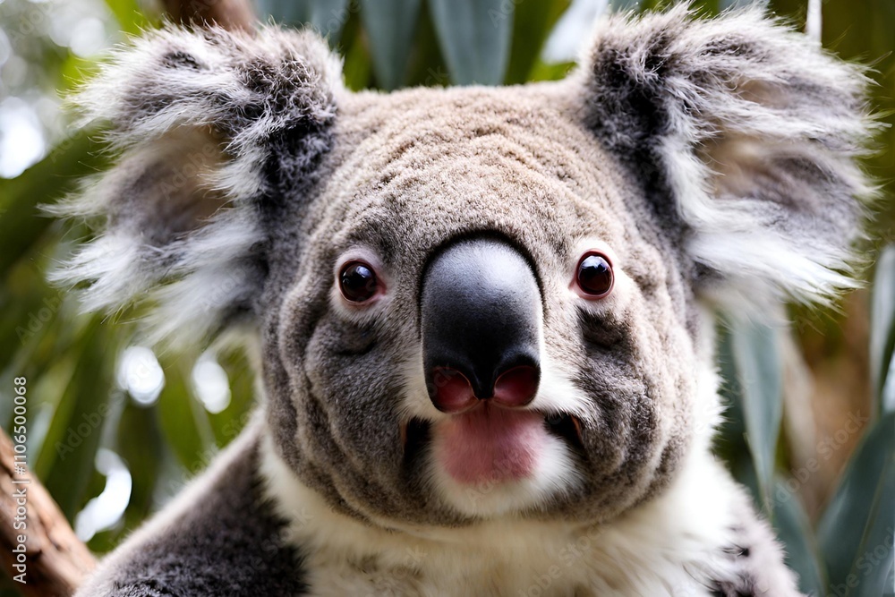 Obraz premium A cute koala resting peacefully on a eucalyptus tree