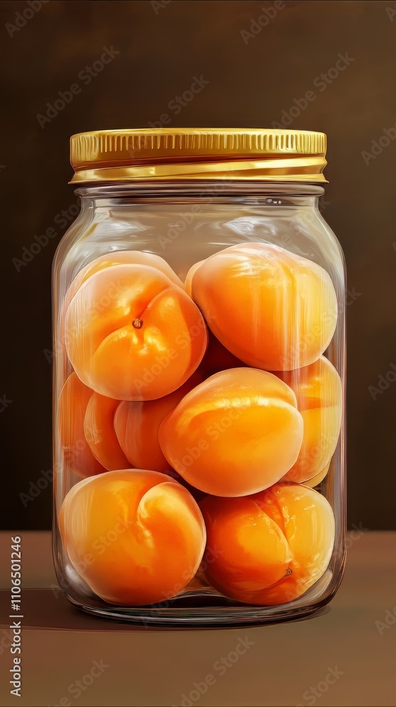 Peaches in syrup canned in glass jar with golden colored cap. canned food. Ultra realistic. Photorealistic hypermaximalist advertising photography hyper realistic fine detail Peaches in syrup canned in glass jar with golden colored cap. canned food. Ultra realistic. Photorealistic hypermaximalist advertising photography hyper realistic fine detail
