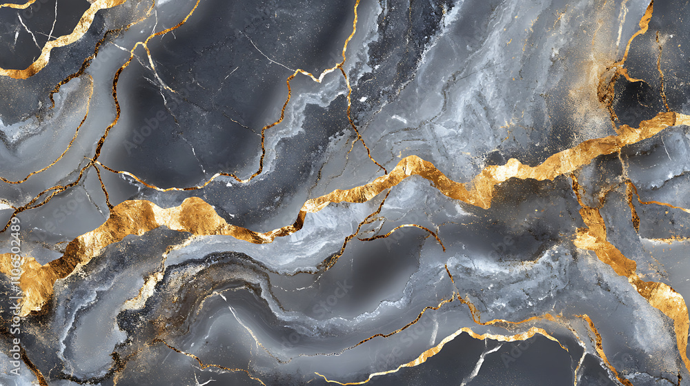 Beautiful grey curly marble with golden veins, Abstract texture and background, 2D illustration Beautiful grey curly marble with golden veins, Abstract texture and background, 2D illustration