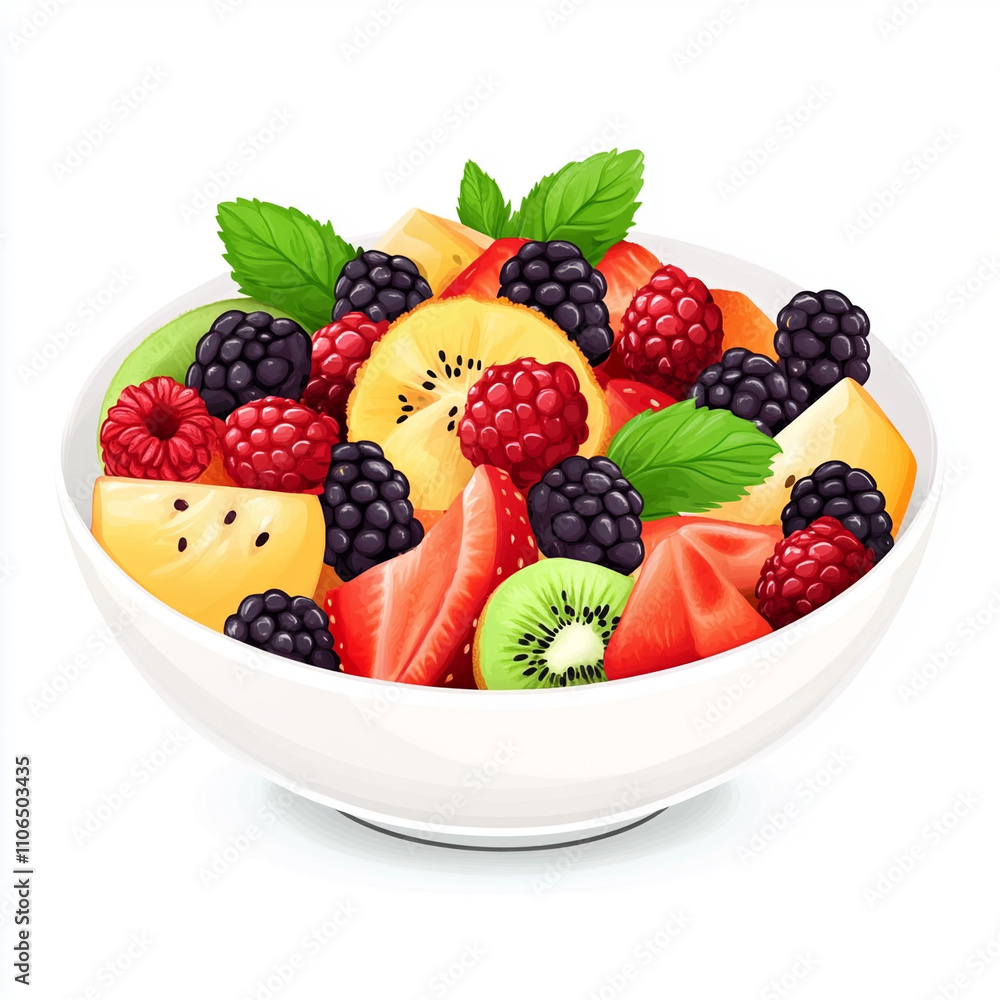 Refreshing fruit salad with fresh berries and citrus in a bowl Refreshing fruit salad with fresh berries and citrus in a bowl