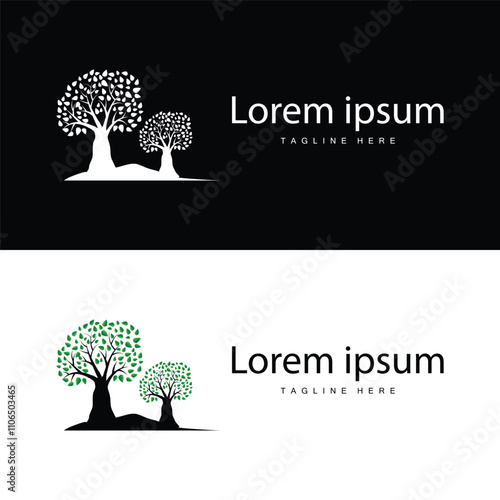 green nature education kids playground tree logo illustration and play tree design