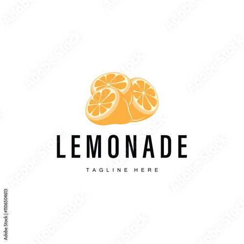 lemon logo design fresh lemon fruit with lemonade plant illustration template