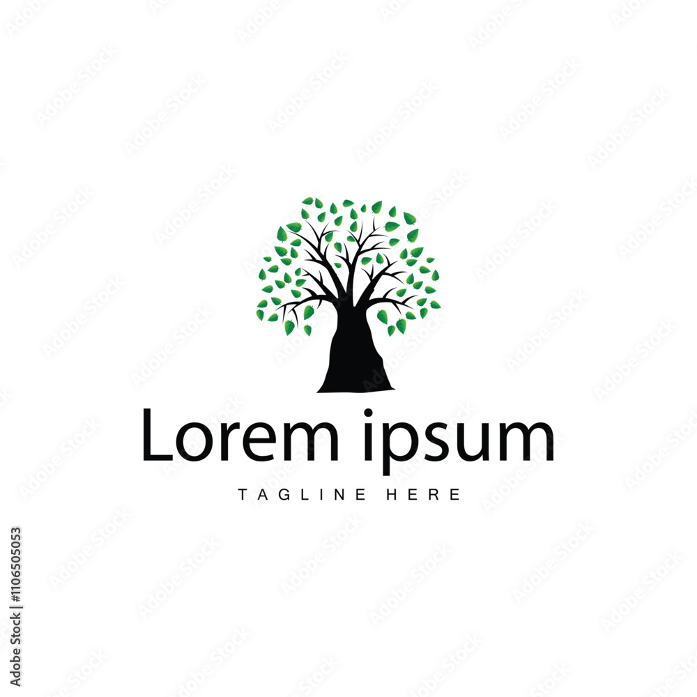 Obraz premium green nature education kids playground tree logo illustration and play tree design