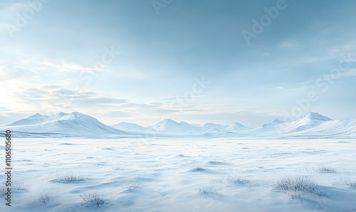 Wallpaper Mural panoramic view of endless snow-covered plains with distant mountains Torontodigital.ca