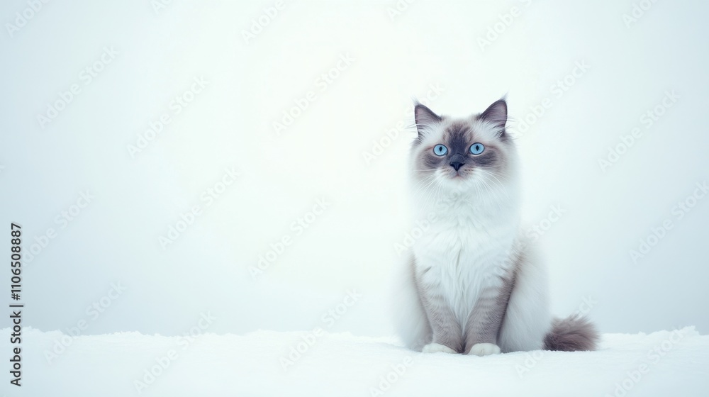 Fototapeta premium Majestic Male Ragdoll Cat with Striking Blue Eyes
