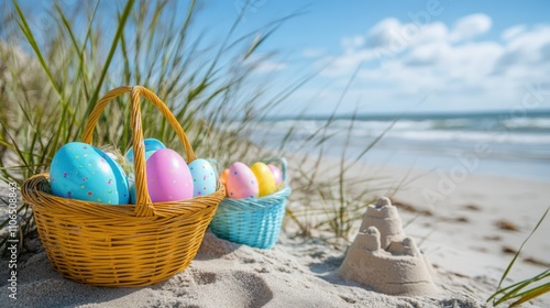 Colorful Easter Eggs by the Beach photo