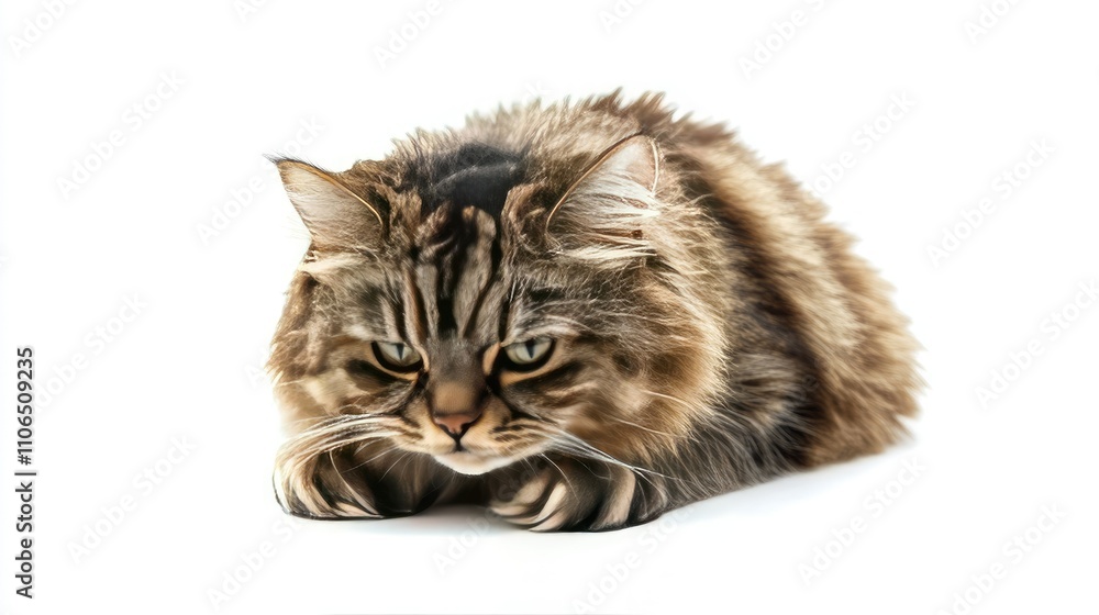 Obraz premium Sad Fluffy Cat with Droopy Ears