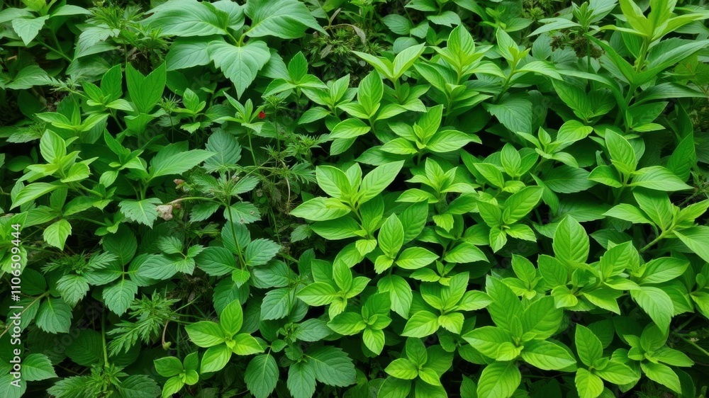 Lush collection of various greenery leaves from a tropical forest, vibrant, forest Lush collection of various greenery leaves from a tropical forest, vibrant, forest