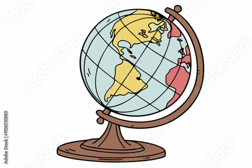 Beautiful miniature terrestrial globe school object