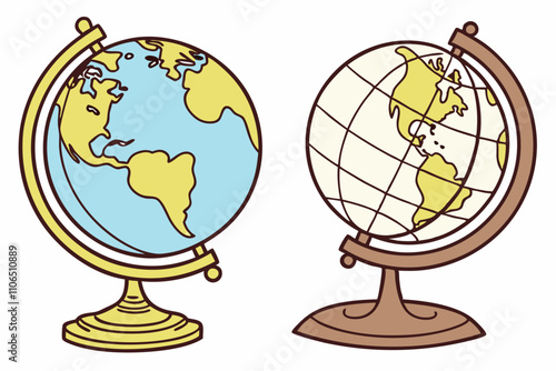 Beautiful miniature terrestrial globe school object