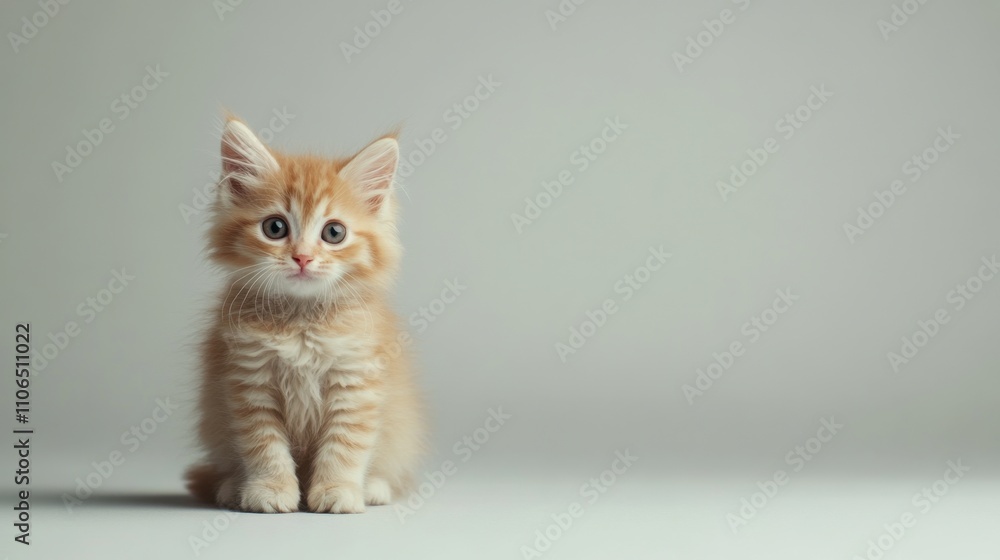 Fluffy Cream Kitten Sitting in Relaxed Position Fluffy Cream Kitten Sitting in Relaxed Position