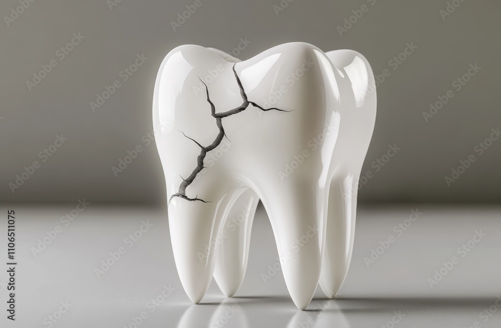 Cracked white tooth symbolizing dental damage Cracked white tooth symbolizing dental damage