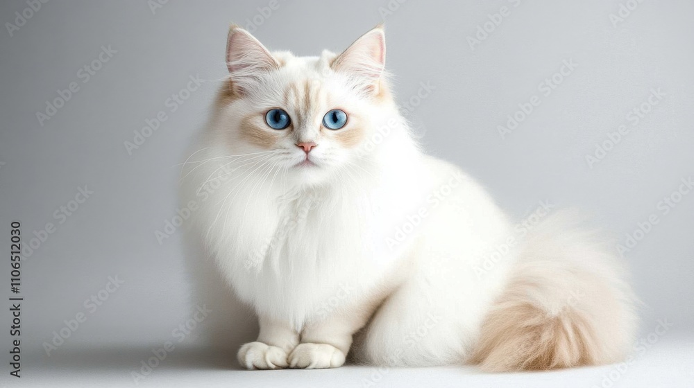 Captivating White Cat with Luxurious Fur Captivating White Cat with Luxurious Fur