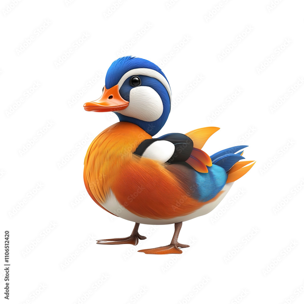 Obraz premium Adorable Cartoon Mandarin Duck Illustration