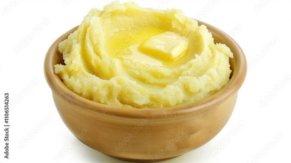Creamy mashed potatoes with butter in a rustic bowl
Creamy mashed potatoes with butter in a rustic bowl