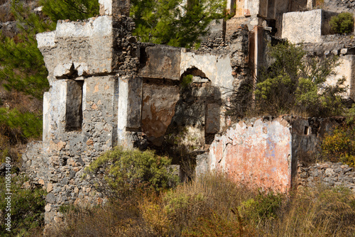 The abandoned Greek village near Fethiye in Turkey. about 500 houses still remain after the evacuation. photo