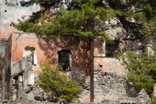 The abandoned Greek village near Fethiye in Turkey. about 500 houses still remain after the evacuation. photo