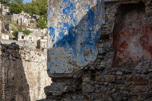 The abandoned Greek village near Fethiye in Turkey. about 500 houses still remain after the evacuation. photo