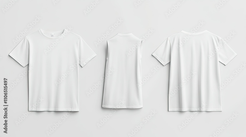 White Women's Shirt Mockup Displayed from Different Angles White Women's Shirt Mockup Displayed from Different Angles