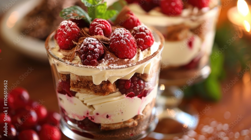 Festive Treat: Gingerbread Tiramisu Trifles with Raspberry and Mint Festive Treat: Gingerbread Tiramisu Trifles with Raspberry and Mint