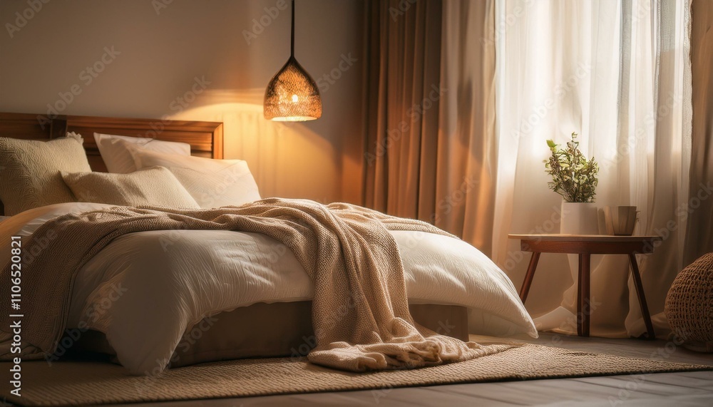 Fototapeta premium Soft lighting creates a serene and inviting ambiance. 
