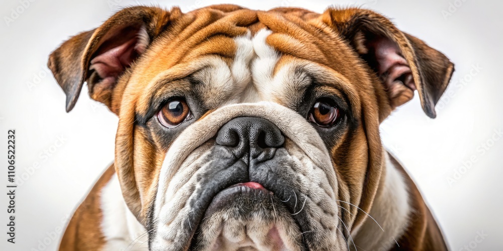 Macro Bulldog Photography: Isolated White Background AI Generated Image Macro Bulldog Photography: Isolated White Background AI Generated Image