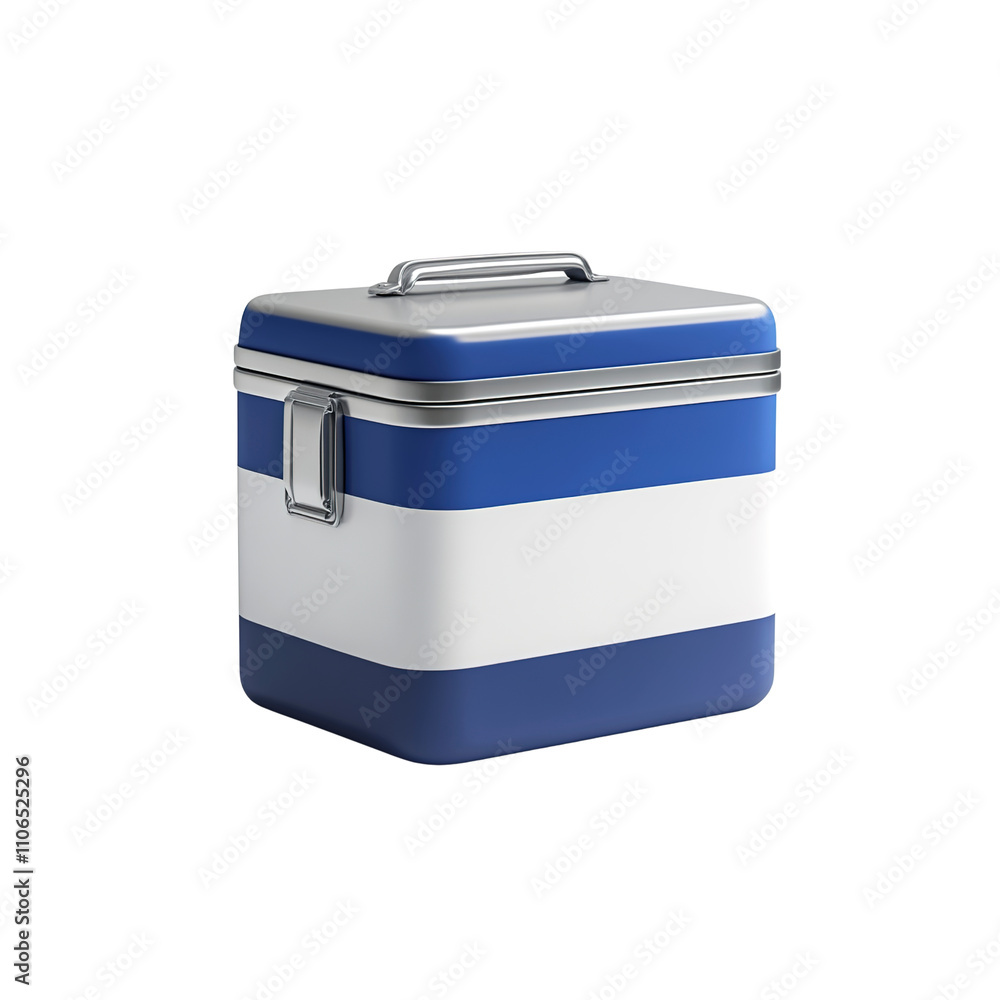 Stylish Blue and White Striped Cooler Box for Summer Picnic Stylish Blue and White Striped Cooler Box for Summer Picnic