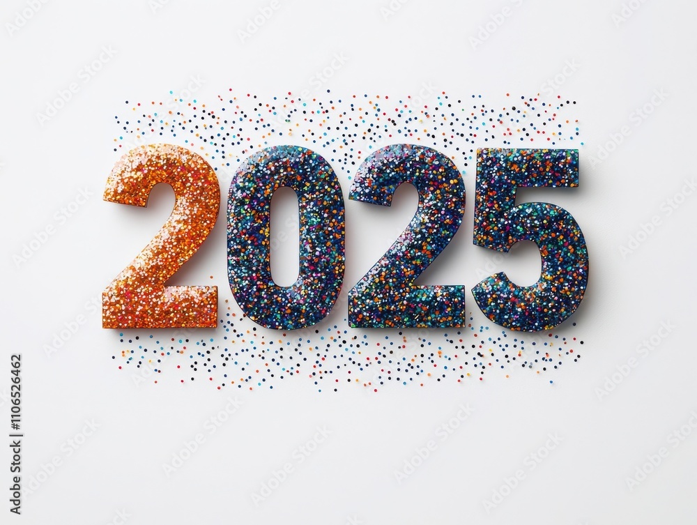 New year's eve celebration 2025 glittering text art festive theme home decor close-up shot joyful vibes and aspirations for the new year New year's eve celebration 2025 glittering text art festive theme home decor close-up shot joyful vibes and aspirations for the new year