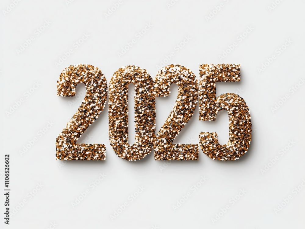 Celebrating new beginnings shimmering 2025 in gold and silver glitter creative studio digital artwork bright environment close-up viewpoint festive concept Celebrating new beginnings shimmering 2025 in gold and silver glitter creative studio digital artwork bright environment close-up viewpoint festive concept